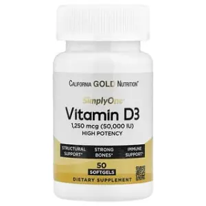 California Gold Nutrition SimplyOne®, Vitamin D3, 1,250 mcg (50,000 IU), Softgels