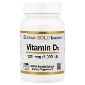California Gold Nutrition Vitamin D3, 125 mcg (5,000 IU), Fish Gelatin Softgels
