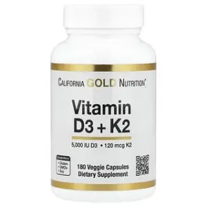 California Gold Nutrition Vitamin D3 + K2 as MK-7, Veggie Capsules