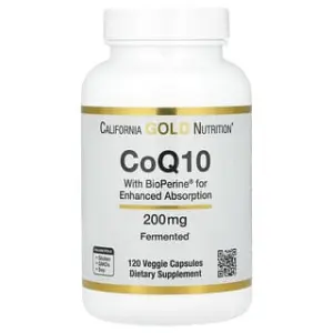 California Gold Nutrition CoQ10 with Bioperine® and Black Pepper Extract, Enhanced Biovailability, 200 mg, Veggie Capsules