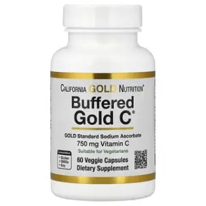 California Gold Nutrition Buffered Gold C®, GOLD Standard Sodium Ascorbate (Vitamin C), Veggie Capsules