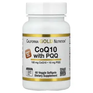 California Gold Nutrition CoQ10 with PQQ, Ubiquinone USP, Tapioca Veggie Softgel with Sunflower Lecithin, 100 mg, Veggie Softgel