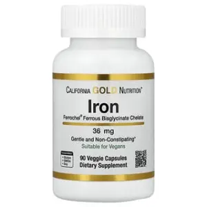 California Gold Nutrition Ferrochel® Iron (Bisglycinate), 36 mg, Veggie Capsules