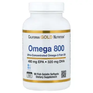 California Gold Nutrition Omega 800 Ultra-Concentrated Omega-3 Fish Oil, kd-pur Triglyceride Form, Fish Gelatin Softgels